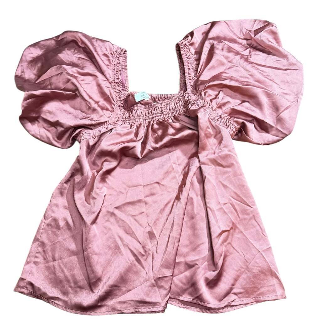 Entro Small Dusty Rose Smocked Puff Sleeve Top